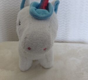 White Plush Unicorn Toy with Blue Mane